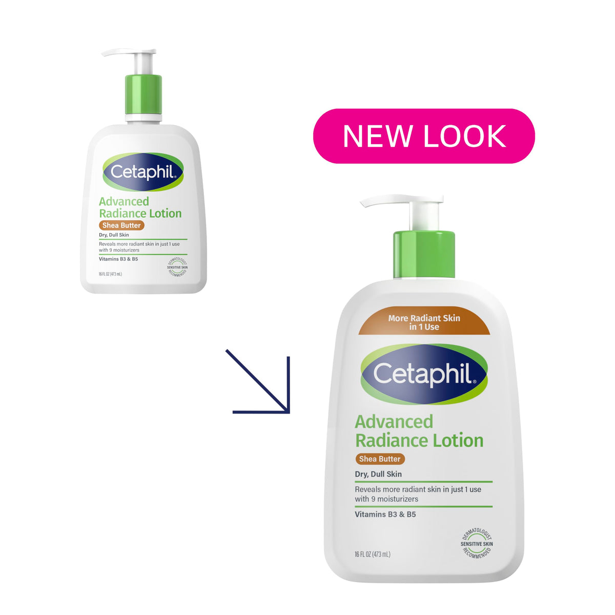 Cetaphil pump and label close-up showing ingredient highlights and ease-of-use