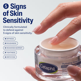 Cetaphil open jar revealing lightweight gel texture and cooling feel
