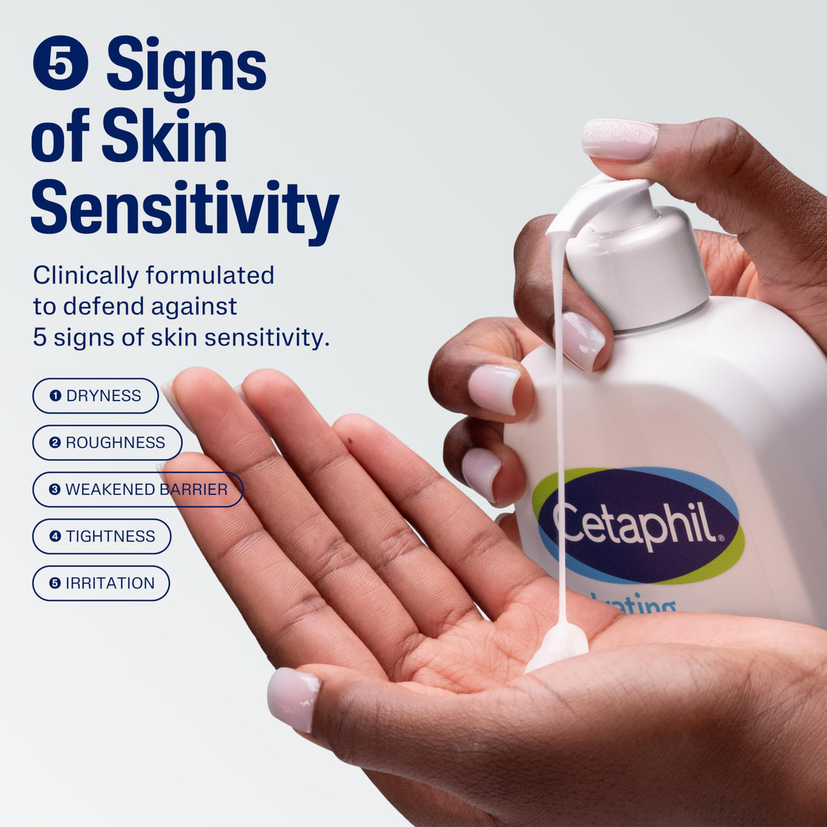 Cetaphil pump and cap detail demonstrating easy dispensing and control