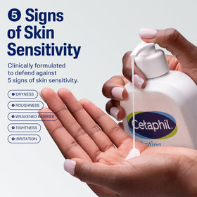 Cetaphil pump and cap detail demonstrating easy dispensing and control