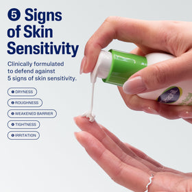 Cetaphil pump dispensing product illustrating easy application benefit