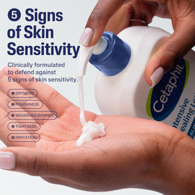 Cetaphil pump dispenser in use delivering precise, mess‑free lotion application