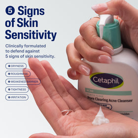 Cetaphil dispensing foamy gel from pump for easy controlled application