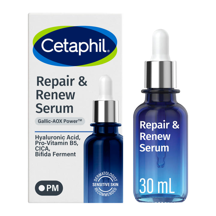 Cetaphil bottle front view showing product and calming benefit