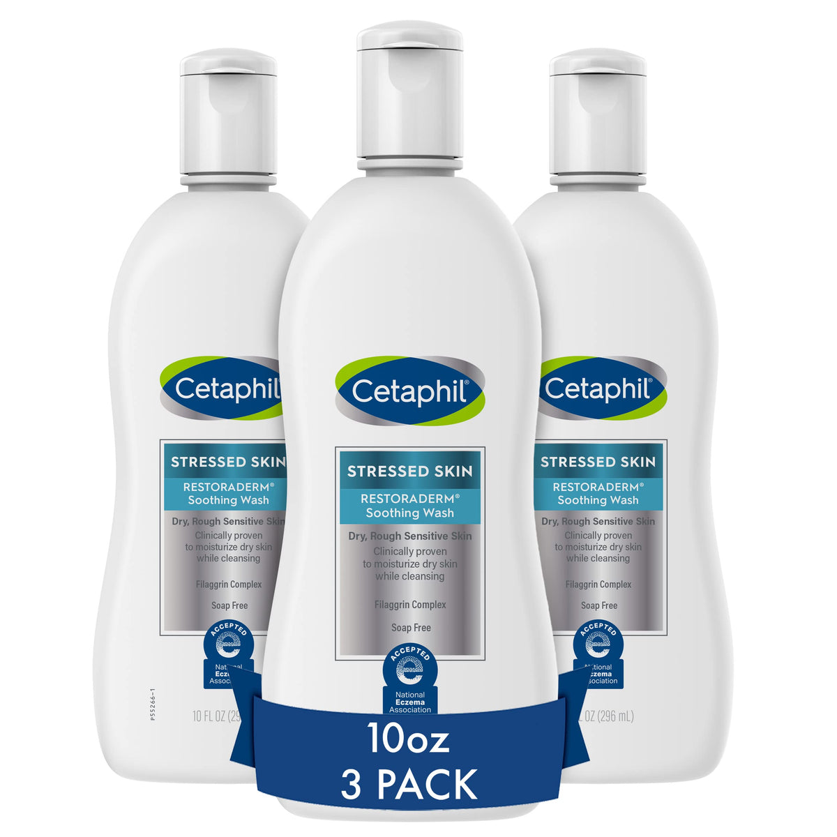 Cetaphil front packaging showing product benefits and three-pack convenience