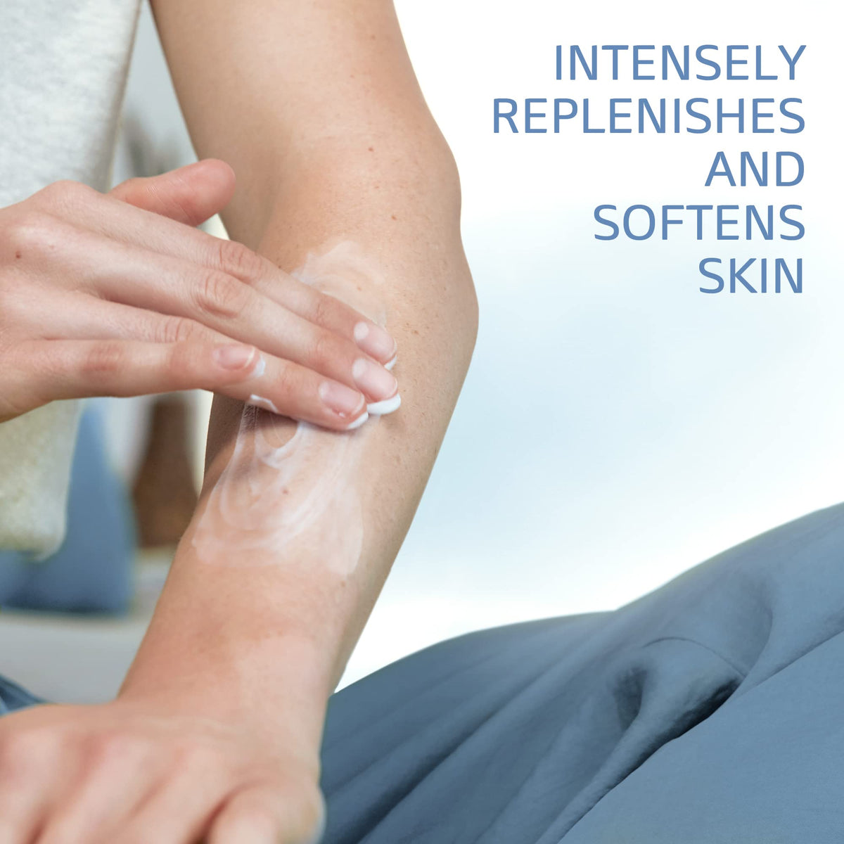 Cetaphil in-shower use demonstrating gentle cleansing and hydrated skin benefit