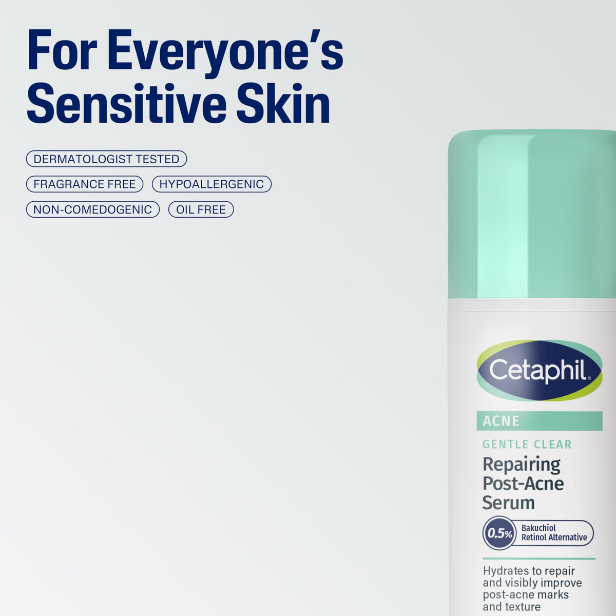 Cetaphil serum absorbing into cheek close-up showing quick non-greasy finish