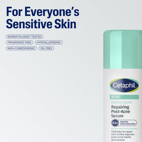 Cetaphil serum absorbing into cheek close-up showing quick non-greasy finish