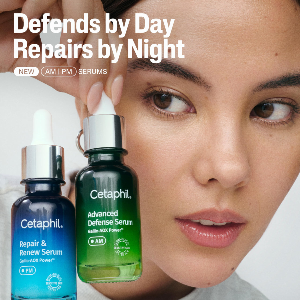 Cetaphil serum applied in morning routine for smoother, protected skin