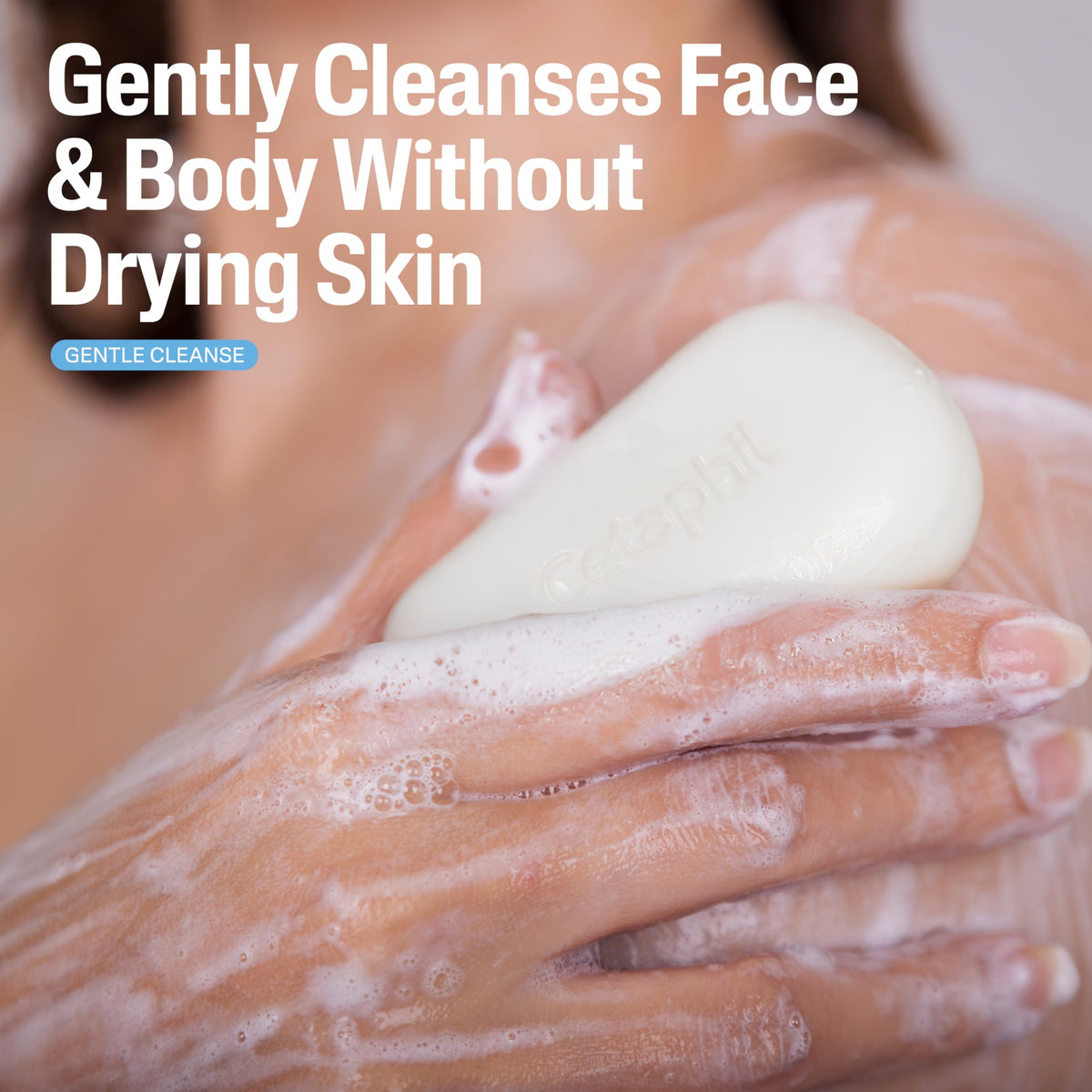 Cetaphil single bar close-up texture highlighting gentle formulation