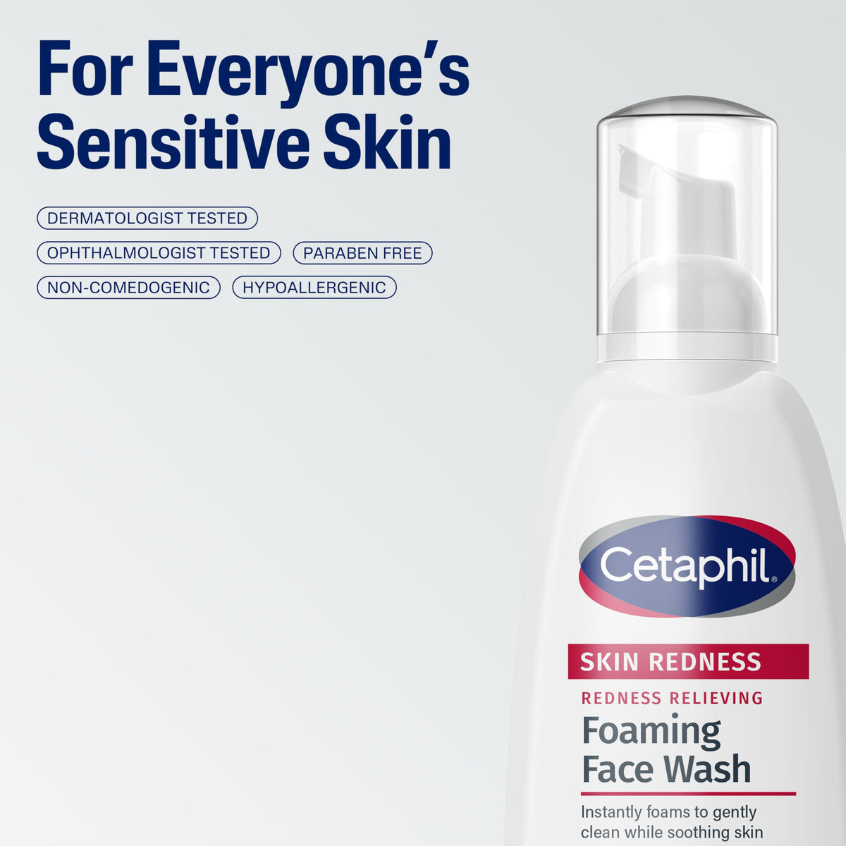 Cetaphil 8 fl oz bottle in hand showing real size and travel-friendly benefit