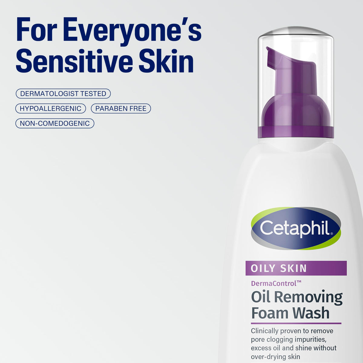 Cetaphil bottle next to hand for scale, conveys travel-friendly 8 ounce size