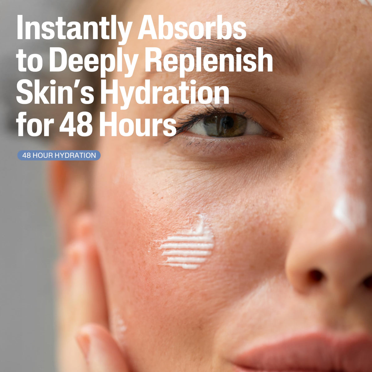 Cetaphil texture close-up of lightweight serum spreading for fast absorption