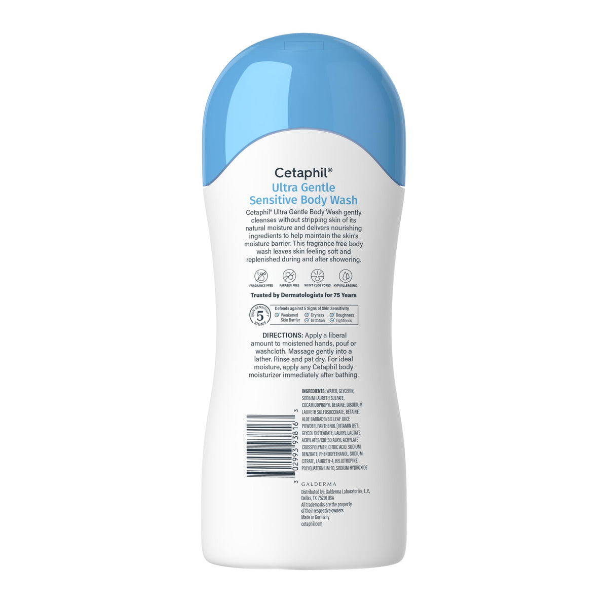 Three Cetaphil bottles stacked representing value pack and consistency