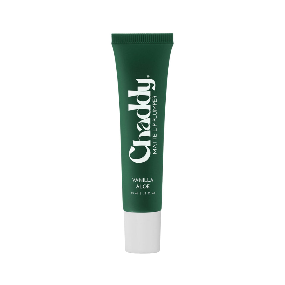 Chaddy tube front view showing vanilla aloe flavor and compact design benefit