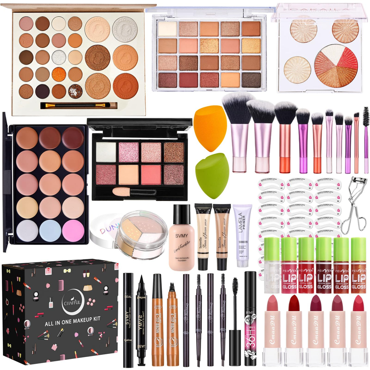 CHAFFUL front packaging showing full cosmetic set and gift box appeal