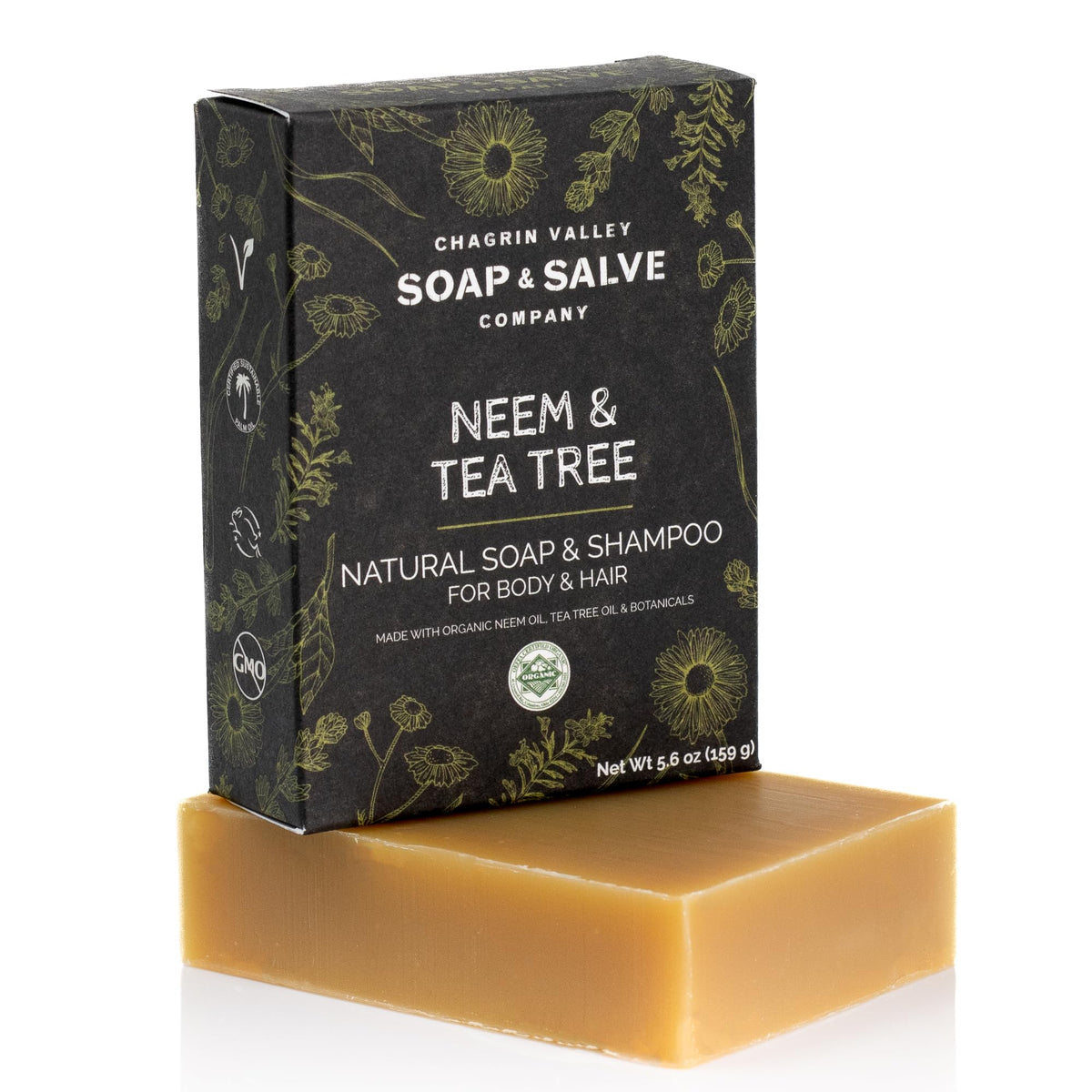 Chagrin Valley front packaging showing neem and tea tree benefits