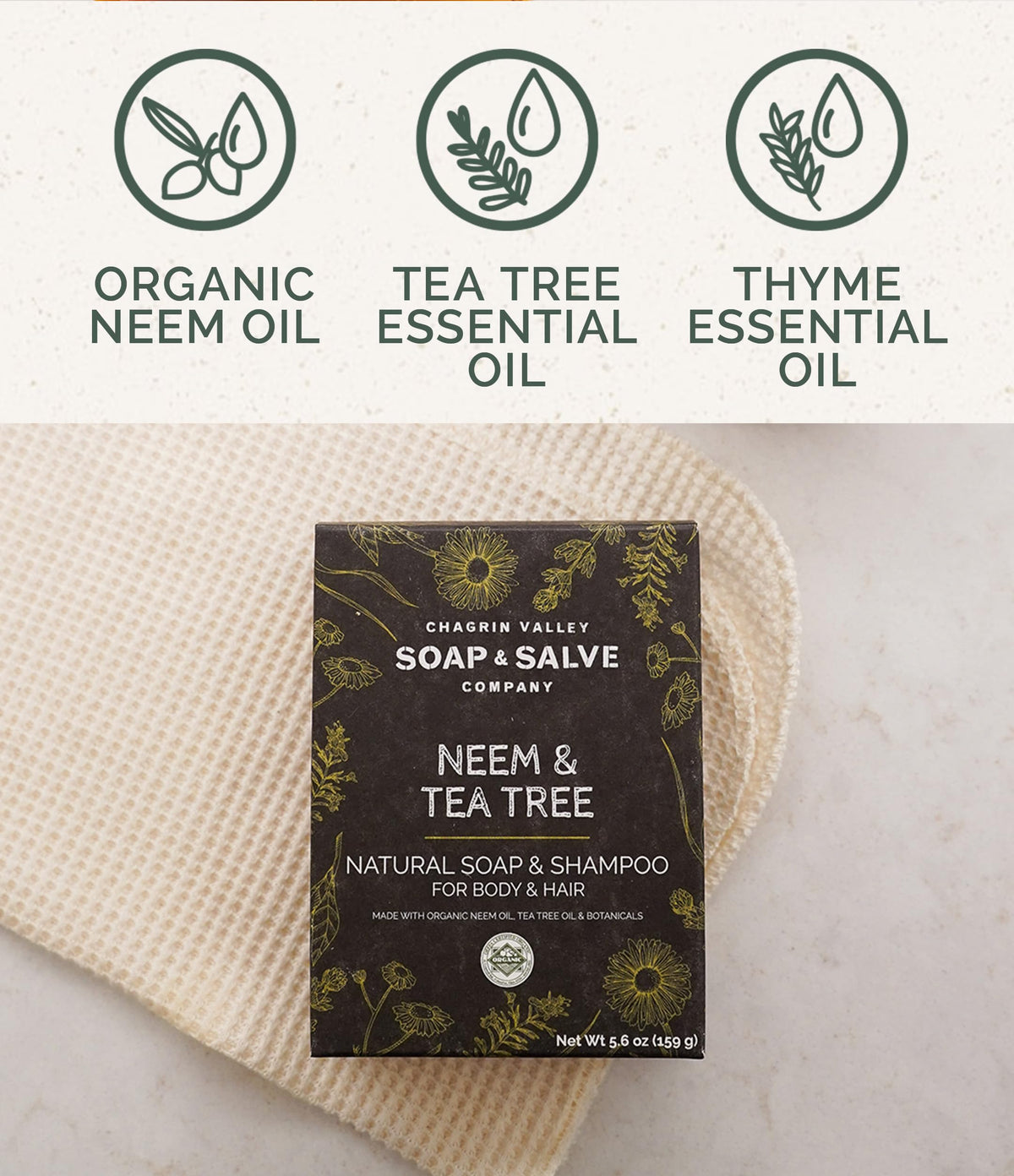 Chagrin Valley bar creating lather in hand for gentle cleansing