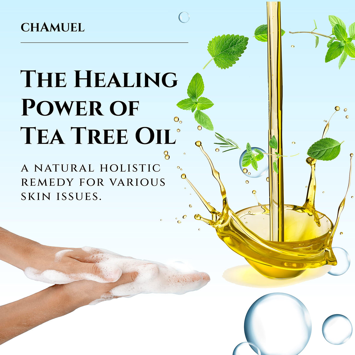 Chamuel in-shower use with loofah illustrating refreshing post-workout clean