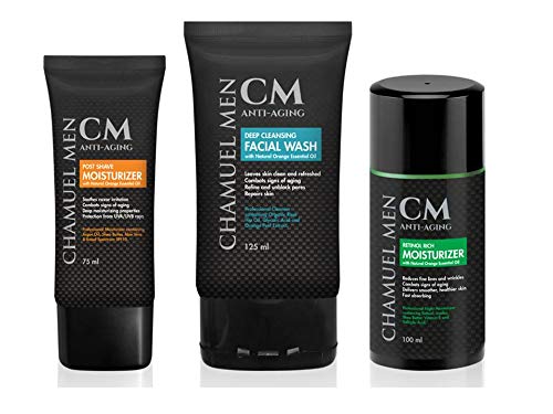 CHAMUEL MEN before and after skin showing improved texture and hydration