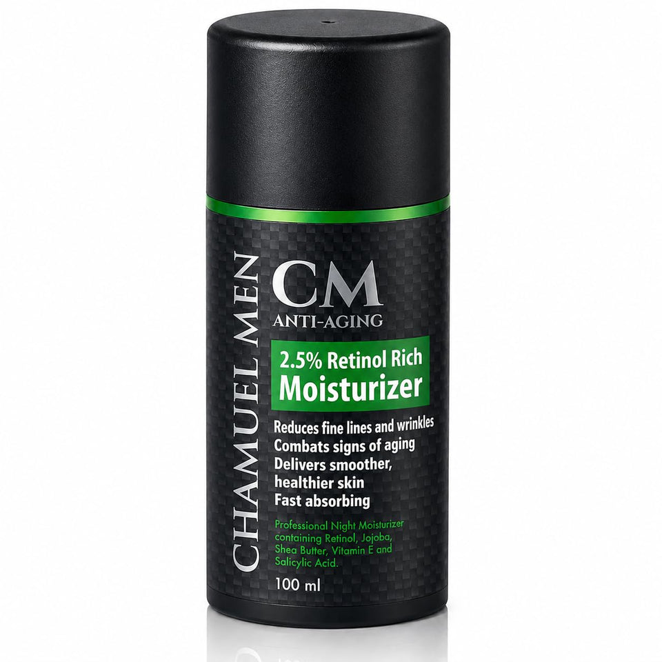 CHAMUEL MEN front packaging showing product benefit and size