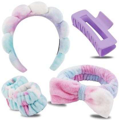 Chanaco headband and wrist bands front view showing soft microfiber and tidy set benefit