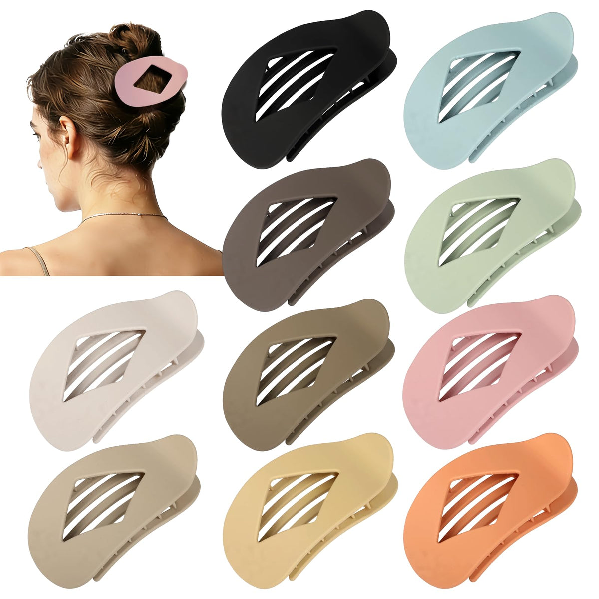 CHANDAT front view of ten matte clips shows organized neutral tones and convenience