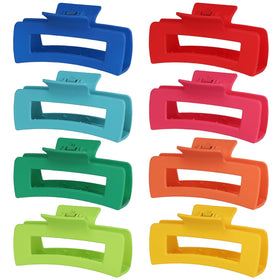 CHANDAT front view of eight colorful large rectangle hair clips showing full set benefits