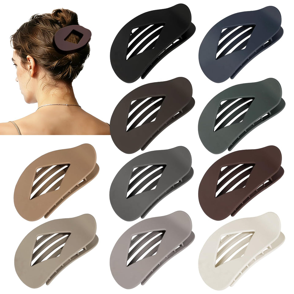 CHANDAT front view of ten matte flat hair clips showing full set and packaging, convenient versatile colors