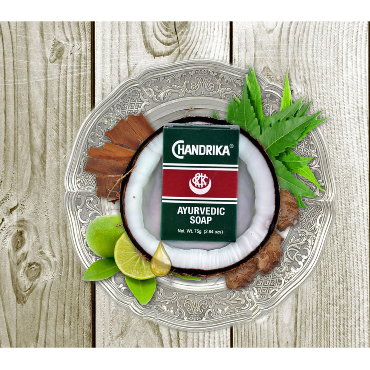 Chandrika soap in bathroom lifestyle setting promoting daily use