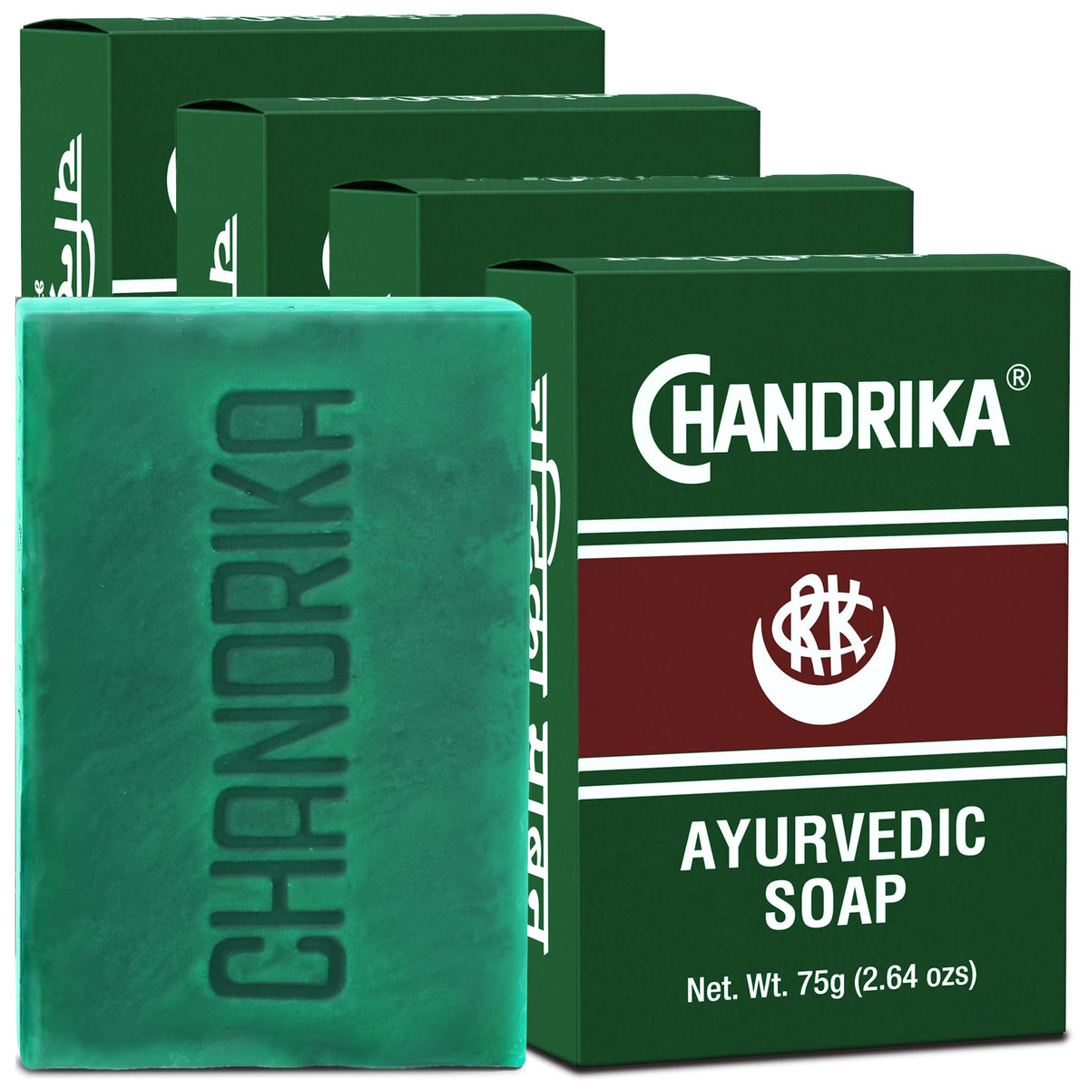 Chandrika front packaging showing herbal soap and brand benefits