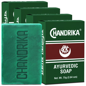 Chandrika front packaging showing herbal soap and brand benefits
