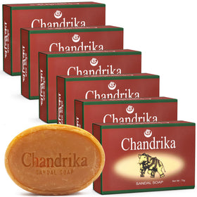 Chandrika sandal soap front packaging showing herbal label and natural look, promotes gentle cleansing