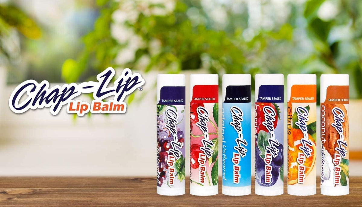 Chap-Lip applied outdoors on lips demonstrating hydration and protection
