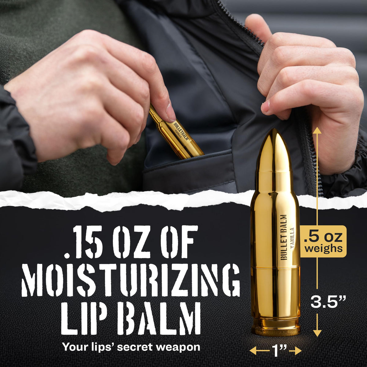 ChapChamp bullet packaging and label showing gift-ready presentation benefit