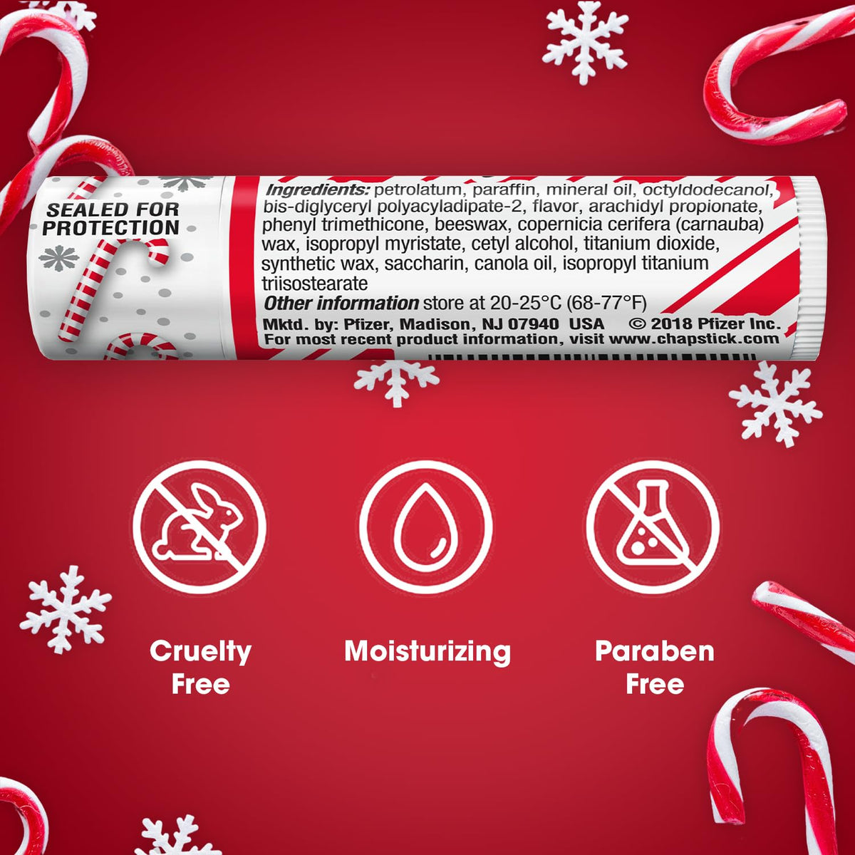 ChapStick Candy Cane set inside a stocking showing gift-ready appeal and seasonal charm