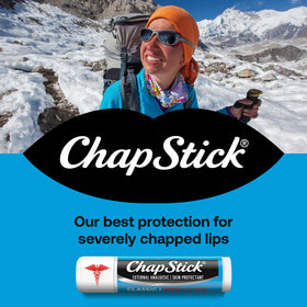 ChapStick Classic Medicated tube close-up showing applicator and relief focus