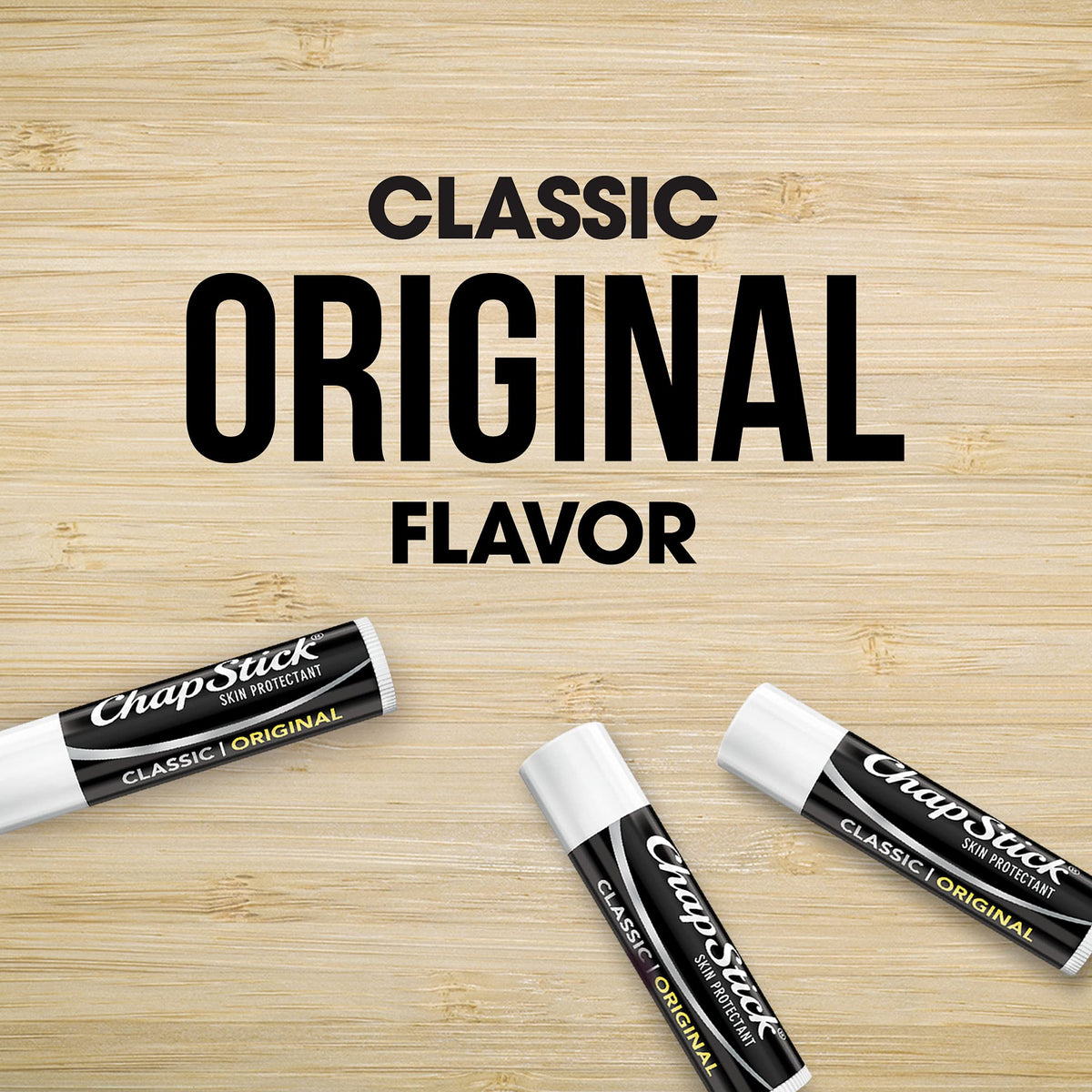 ChapStick texture swipe on hand from ChapStick showing non-greasy finish