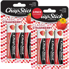 ChapStick front pack showing strawberry tint and convenient six-count supply