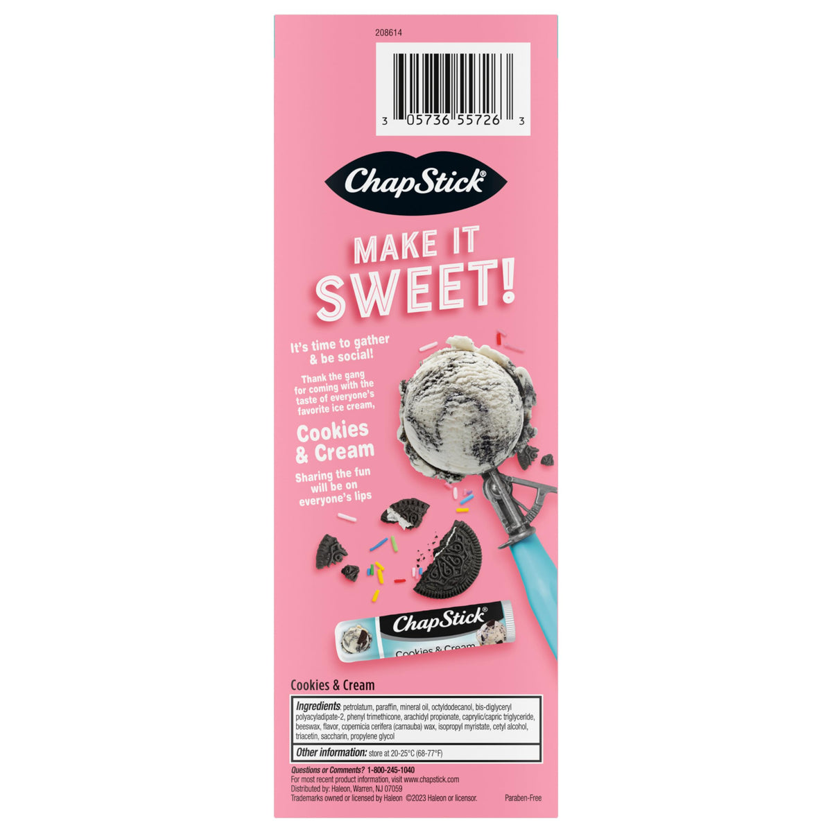 ChapStick Cookies & Cream tubes arranged on party table signaling ready-to-share favors