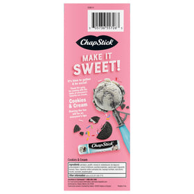 ChapStick Cookies & Cream tubes arranged on party table signaling ready-to-share favors