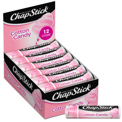 ChapStick Cotton Candy front packaging showing 12 tubes, convenient bulk supply