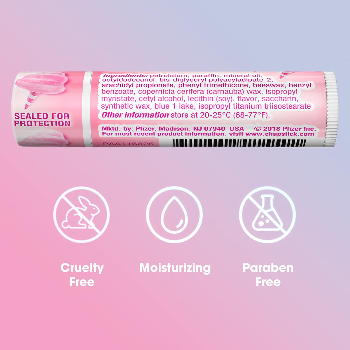 ChapStick Cotton Candy tucked into a bag pocket, ChapStick ready for on-the-go use