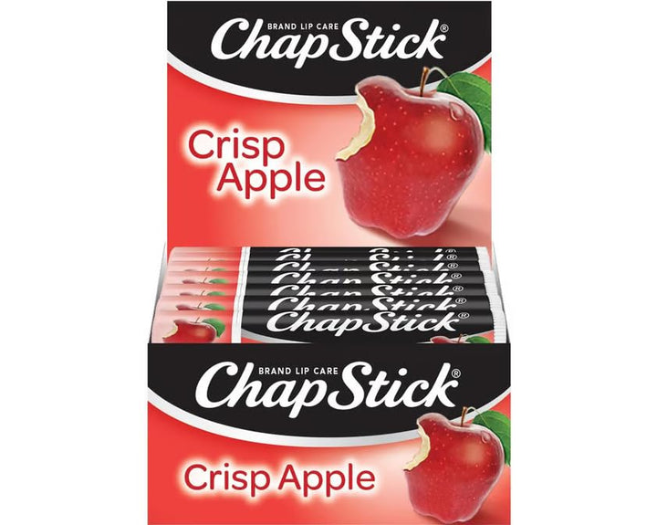 ChapStick crisp apple front packaging showing 12 tubes and convenient bulk supply