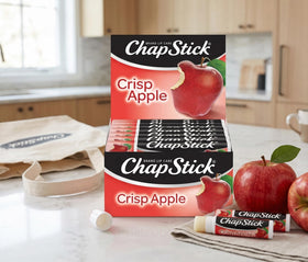 ChapStick crisp apple stick closeup texture showing smooth application benefit
