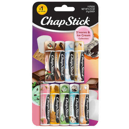 ChapStick front packaging showing ice cream classics set and convenient gifting