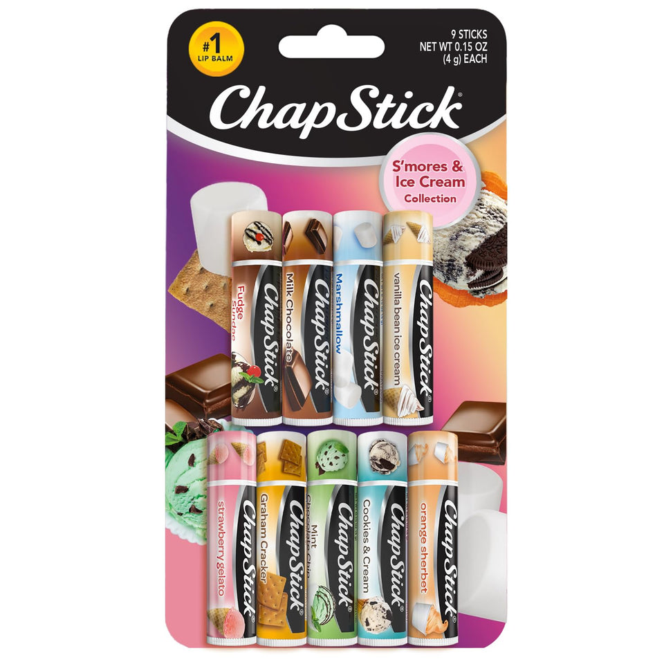 ChapStick front packaging showing ice cream classics set and convenient gifting