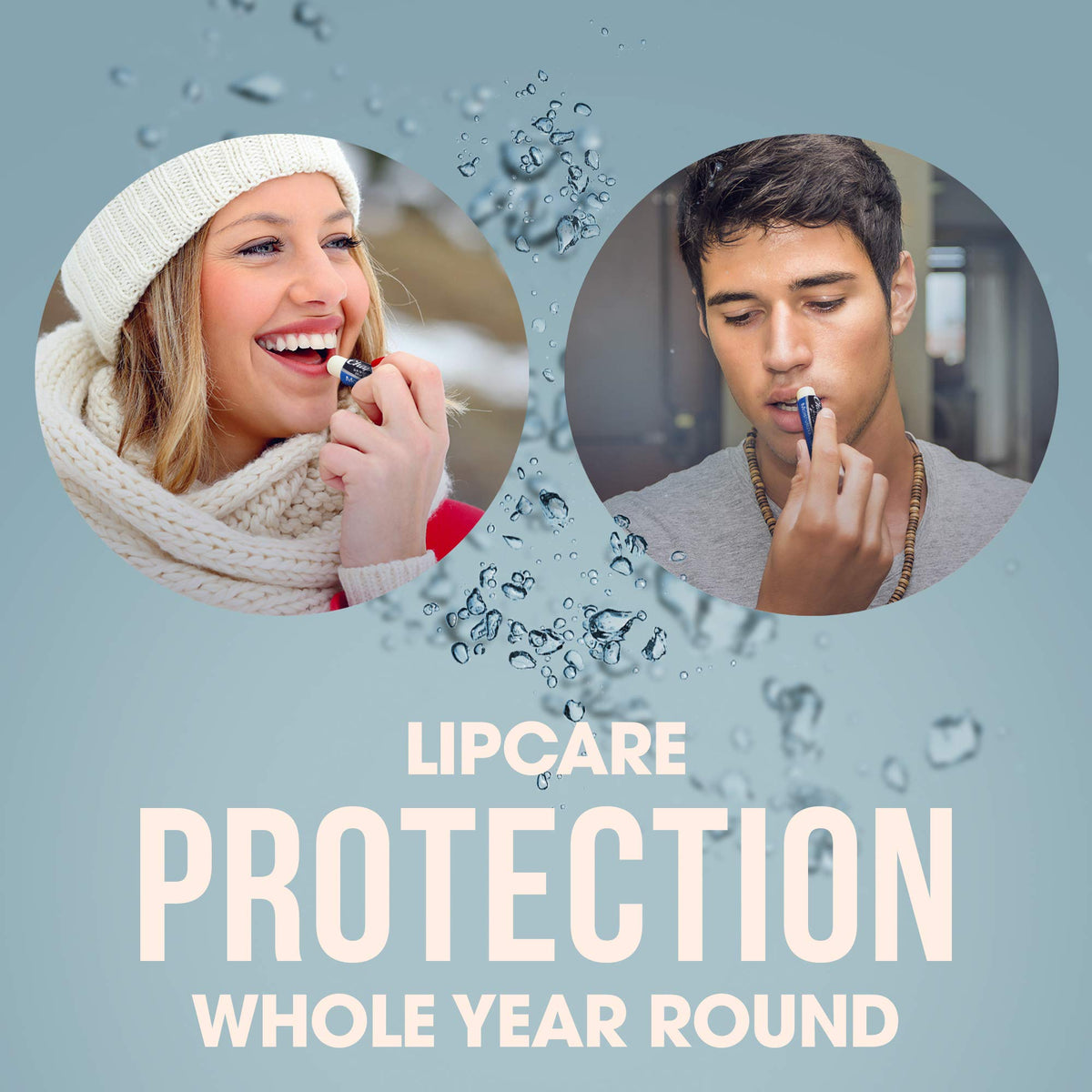 Person applying ChapStick outdoors in park showing SPF use and lip comfort