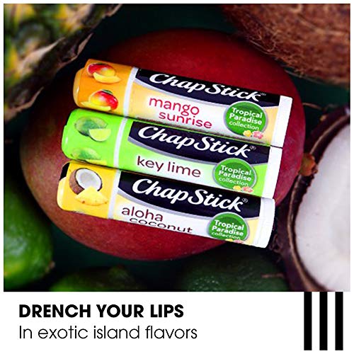 ChapStick Mango Sunrise tube close-up highlighting smooth application and tropical scent