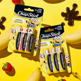 ChapStick Minions arranged on party table as colorful favors for guests